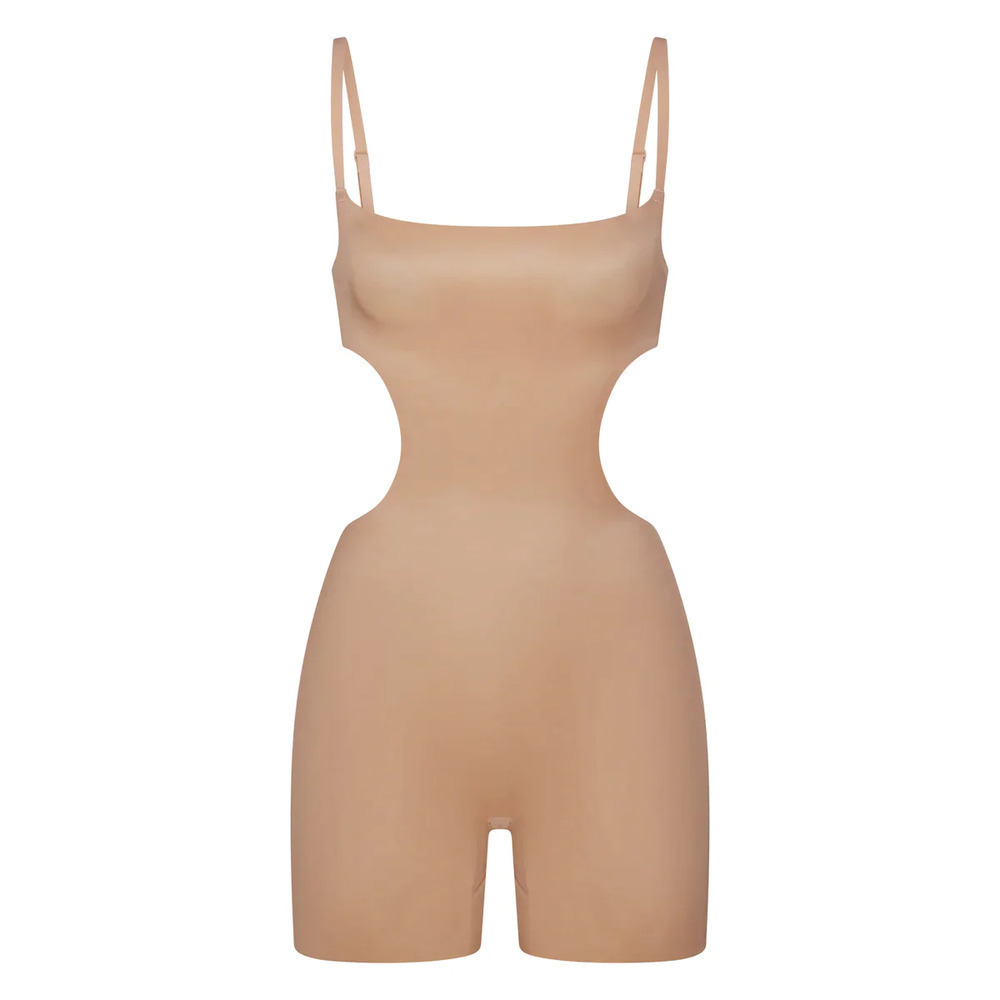 SKIMS Barely There Bodysuit Mid Thigh Cut Out Shapewear Clay Tan NWT 3X